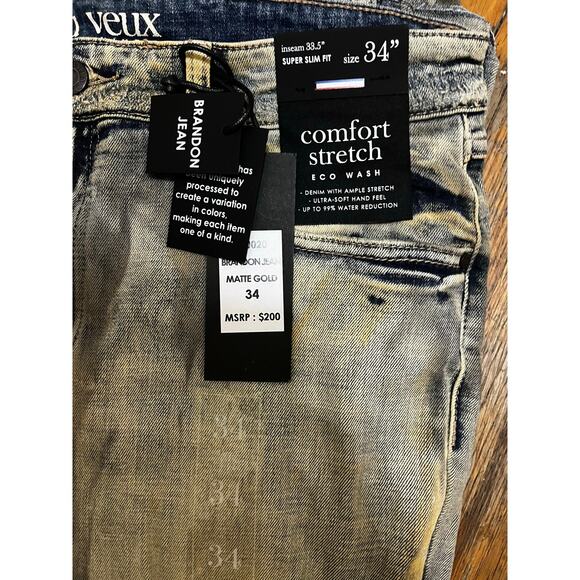 Si Tu Veux Brandon Jean’s Matte Gold Size 34 New - Picture 4 of 5